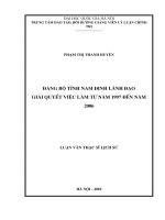 Đảng bộ tỉnh nam định lãnh đạo giải quyết việc làm từ năm 1997 đến 2006