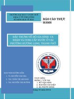 BÁO CÁO THỰC HÀNH DỊCH TỄ HỌC - ĐẶC TRƯNG VỀ HỘ GIA ĐÌNH- CÁ NHÂNVÀ CUNG CẤP NƯỚC Ở TẠI PHƯỜNGHƯƠNG LONG, THÀNH PHỐ HUẾ