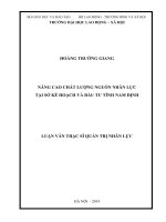 NÂNG CAO CHẤT LƯỢNG NGUỒN NHÂN LỰC  TẠI SỞ KẾ HOẠCH VÀ ĐẦU TƯ TỈNH NAM ĐỊNH