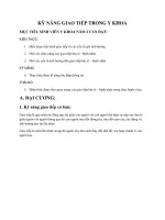 KỸ NĂNG GIAO TIẾP TRONG Y KHOA