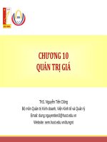 Giới thiệu về quản trị giá, quy trình xác định giá, các chiến lược định giá sản phẩm trong những điều kiện bán hàng cụ thể, quản trị sự thay đổi của giá