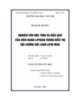 Nghiên cứu độc tính và hiệu quả điều trị của viên nang Lipidan trong điều trị hội chứng rối loạn lipid máu