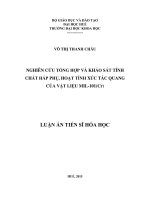 NGHIÊN CỨU TỔNG HỢP VÀ KHẢO SÁT TÍNH CHẤT HẤP PHỤ, HOẠT TÍNH XÚC TÁC QUANG CỦA VẬT LIỆU MIL-101(Cr)