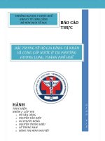 ĐẶC TRƯNG VỀ HỘ GIA ĐÌNH- CÁ NHÂN VÀ CUNG CẤP NƯỚC Ở TẠI PHƯỜNG HƯƠNG LONG, THÀNH PHỐ HUẾ