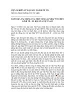 ĐÁNH GIÁ TÁC ĐỘNG CỦA MỘT NĂM GIA NHẬP WTO ĐẾN KINH TẾ - XÃ HỘI CỦA VIỆT NAM