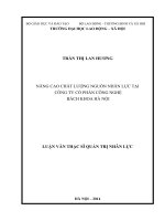 NÂNG CAO CHẤT LƯỢNG NGUỒN NHÂN LỰC TẠI  CÔNG TY CỔ PHẦN CÔNG NGHỆ  BÁCH KHOA HÀ NỘI