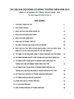 TÀI LIỆU ĐẠI HỘI ĐỒNG CỔ ĐÔNG THƯỜNG NIÊN NĂM 2015
