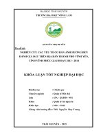 Nghiên cứu các yếu tố cơ bản ảnh hưởng đến giá đất trên địa bàn thành phố vĩnh yên   tỉnh vĩnh phúc giai đoạn 2013 2014 