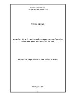 Nghiên Cứu Kỹ Thuật Nhân Giống Lan Đuôi Chồn  Bằng Phương Pháp Nuôi Cấy Mô