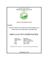 Đánh giá hiệu quả sử dụng đất nông nghiệp xã noong hẹt   huyện điện biên   tỉnh điện biên 