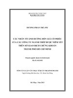 CÁC NHÂN TỐ ẢNH HƯỞNG ĐẾN GIÁ CỔ PHIẾU CỦA CÁC CÔNG TY NGÀNH THÉP ĐƯỢC NIÊM YẾT TRÊN SỞ GIAO DỊCH CHỨNG KHOÁN THÀNH PHỐ HỒ CHÍ MINH