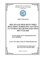 Một số giải pháp hoàn thiện hoạt động marketing tại công ty cổ phần mía đường đắk nông đến năm 2020