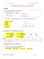 Chuyên đề Hệ thức lượng trong tam giác vuông toán 9