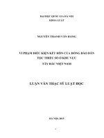 Vi phạm điều kiện kết hôn của đồng bào dân tộc thiểu số ở khu vực tây bắc việt nam 