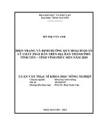 Hiện Trạng Và Định Hướng Quy Hoạch Quản Lý Chất Thải Rắn Trên Địa Bàn Thành Phố Vĩnh Yên – Tỉnh Vĩnh Phúc Đến Năm 2020
