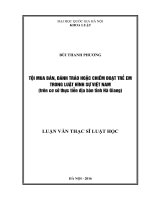 Tội mua bán, đánh tráo hoặc chiếm đoạt trẻ em trong luật hình sự việt nam (trên cơ sở thực tiễn địa bàn tỉnh hà giang) 