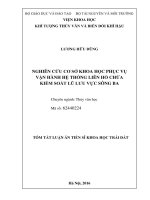 Nghiên cứu cơ sở khoa học phục vụ vận hành hệ thống liên hồ chứa kiểm soát lũ lưu vực sông ba (TT)