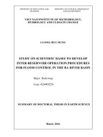 STUDY ON SCIENTIFIC BASES TO DEVELOP INTER RESERVOIR OPERATION PROCEDURES FOR FLOOD CONTROL IN THE BA RIVER BASIN
