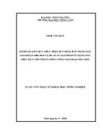 Đánh Giá Kết Quả Thực Hiện Quy Hoạch Sử Dụng Đất Giai Đoạn 2005-2010 Và Đề Xuất Giải Pháp Sử Dụng Đất Hiệu Quả Cho Thị Xã Sông Công Giai Đoạn 2011-2020