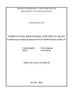 Nghiên cứu đặc điểm sinh học, sinh thái của bọ xít xanh nezara viridula (linnacus) ở vùng đồng bằng nghệ an (TT)