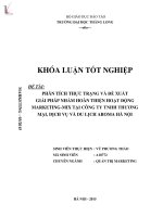 Phân tích thực trạng và đề xuất giải pháp nhằm hoàn thiện hoạt động marketing mix tại công ty TNHH thương mại, dịch vụ và du lịch AROMA hà nội 