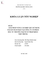 Giải pháp nâng cao hiệu quả sử dụng tài sản ngắn hạn tại công ty cổ phần đầu tư thương mại xuất nhập khẩu việt trung 