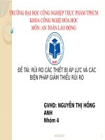 Bài thuyết trình an toàn lao động: RỦI RO CÁC THIẾT BỊ ÁP LỰC VÀ CÁC BIỆN PHÁP GIẢM THIỂU RỦI RO