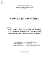 Hoàn thiện công tác hoạch định chiến lược marketing tại công ty TNHH phát triển khoa học và công nghệ HONKON 