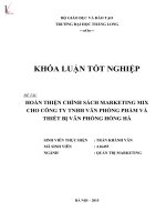 Hoàn thiện chính sách marketing mix cho công ty TNHH văn phòng phẩm và thiết bị văn phòng hồng hà 