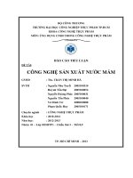 Đề tài công nghệ sản xuất nước mắm Phan Thiết luận văn, đồ án, đề tài tốt nghiệp