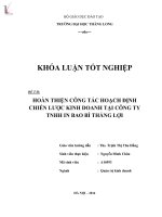 Hoàn thiện công tác hoạch định chiến lược kinh doanh tại công ty TNHH in bao bì thắng lơi 