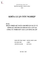 Hoàn thiện kế toán chi phí sản xuất và tính giá thành sản phẩm xây lắp tại công ty TNHH MTV xây lắp sông đà 207 