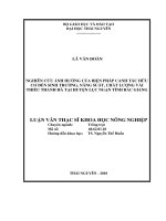 Nghiên Cứu Ảnh Hưởng Của Biện Pháp Canh Tác Hữu Cơ Đến Sinh Trưởng, Năng Suất, Chất Lượng Vải Thiều Thanh Hà Tại Huyện Lục Ngạn Tỉnh Bắc Giang