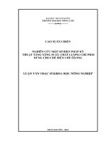 Nghiên Cứu Một Số Biện Pháp Kỹ Thuật Tăng Năng Suất, Chất Lượng Chè PH10 Dùng Cho Chế Biến Chè Ô long