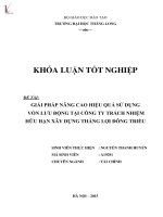 Giải pháp nâng cao hiệu quả sử dụng vốn lưu động tại công ty trách nhiệm hữu hạn xây dựng thắng lợi đông triều 