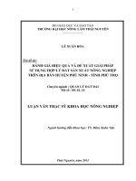 Đánh Giá Hiệu Quả Và Đề Xuất Giải Pháp Sử Dụng Hợp Lý Đất Sản Xuất Nông Nghiệp Trên Địa Bàn Huyện Phù Ninh - Tỉnh Phú Thọ