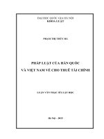 Pháp luật của hàn quốc và việt nam về cho thuê tài chính 