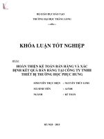 Hoàn thiện kế toán bán hàng và xác định kết quả bán hành tại công ty trách nhiệm hữu hạn thiết bị trường học phục hưng 