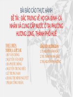 đề tài  ĐẶC TRƯNG VỀ HỘ GIA ĐÌNH- CÁ NHÂN VÀ CUNG CẤP NƯỚC Ở TẠI PHƯỜNG HƯƠNG LONG, THÀNH PHỐ HUẾ