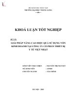Giải pháp nâng cao hiệu quả sử dụng vốn kinh doanh tại công ty cổ phần thiết bị y tế việt nhật 