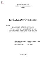 Hoàn thiện kế toán bán hàng và xác định kết quả bán hàng tại công ty TNHH thương mại đầu tư thiên hoàng 
