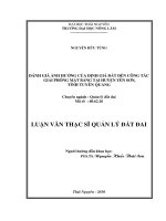 Đánh Giá Ảnh Hưởng Của Định Giá Đất Đến Công Tác Giải Phóng Mặt Bằng Tại Huyện Yên Sơn, Tỉnh Tuyên Quang