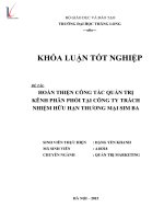 Hoàn thiện công tác quản trị kênh phân phối tại công ty TNHH thương mại sim ba 