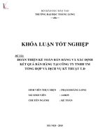 Hoàn thiện kế toán bán hàng và xác định kết quả bán hàng tại công ty TNHH thương mại tổng hợp và dịch vụ kỹ thuật t đ 