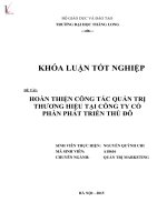 Hoàn thiện công tác quản trị thương hiệu tại công ty cổ phần phát triển thủ đô 