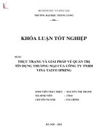 Thực trạng và giải pháp về quản trị tín dụng thương mại của công ty TNHH VINA TAIYO SPRING 