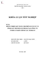 Hoàn thiện kế toán chi phí sản xuất và tính giá thành sản phẩm xây lắp tại công ty TNHH cơ khí chính xác SEIKICO 