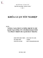 Nâng cao chất lượng dịch vụ du lịch tại công ty cổ phần bảo tồn và phát triển du lịch bát tràng 
