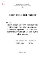 Hoàn thiện kế toán tập hợp chi phí sản xuất và tính giá thành sản phẩm tại công ty TNHH MTV khai thác vật liệu xây dựng vĩnh khánh 