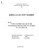 Nâng cao hiệu quả quản trị vốn kinh doanh tại công ty cổ phần tư vấn sông đà 